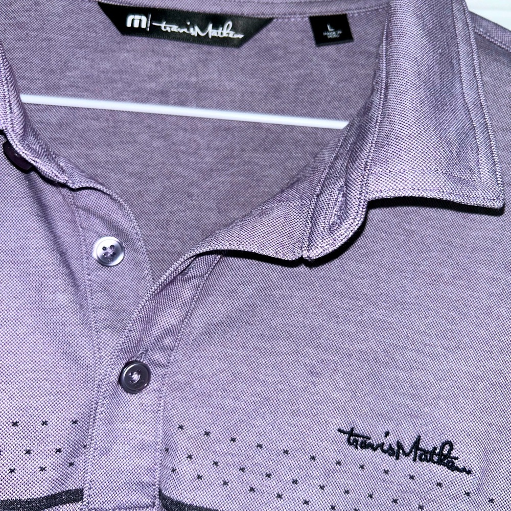 Travis Mathew Polo Size Large Purple Black Gray